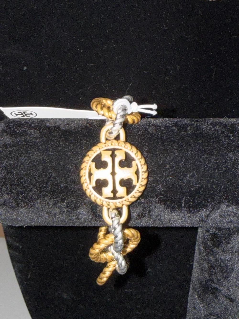 Tory Burch Two-Tone Rope Chain Necklace in Gold and Silver and bracelet
